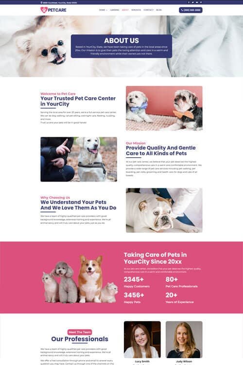Pet Care Web Design