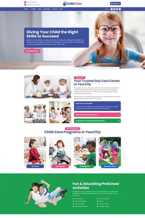 Child Care Web Design